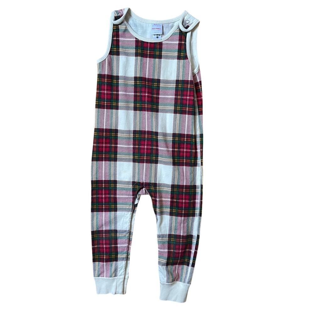 Hanna Andersson Unisex Red & Green Plaid Snap One-Piece Size 3T